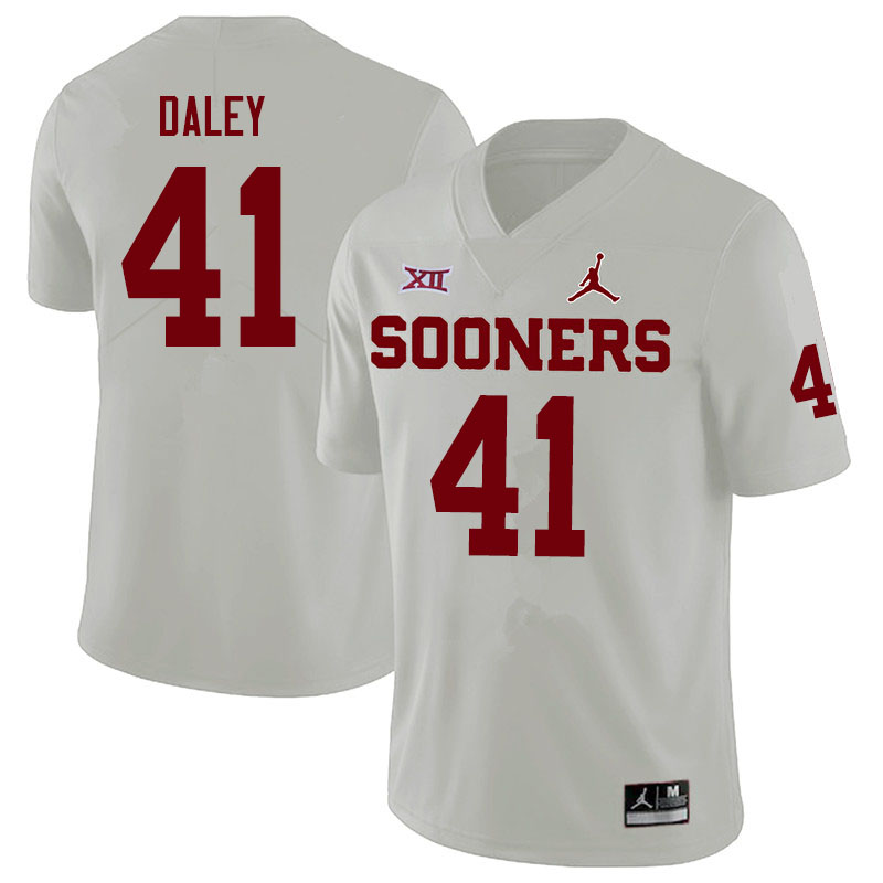 Men #41 K'Jakyre Daley Oklahoma Sooners Jordan Brand College Football Jerseys Sale-White - Click Image to Close
